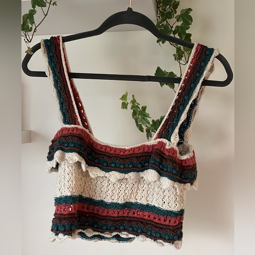 Zara Knit Striped Tank Crop Top. Size Small
